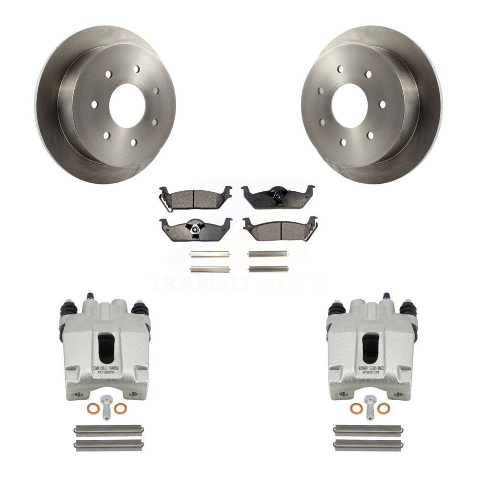 Rear Disc Brake Caliper Rotors And Ceramic Pads Kit For 2004 Ford F-150 With 7 Lug Wheels KC8-100295T