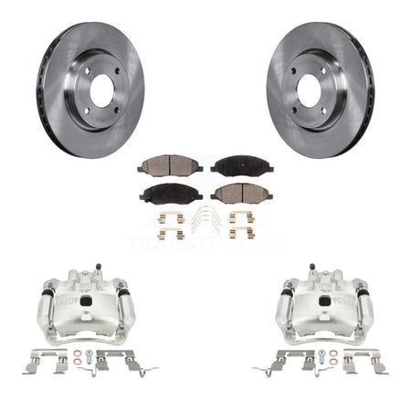 Front Disc Brake Caliper Rotor & Semi-Metallic Pad Kit For 2008 Nissan Versa 4-Wheel ABS KC8-100299P