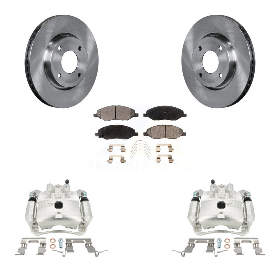 Front Disc Brake Caliper Rotor & Semi-Metallic Pad Kit For 2008 Nissan Versa 4-Wheel ABS KC8-100299P
