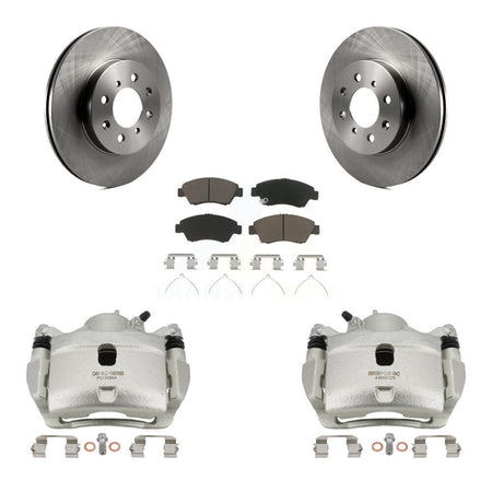 Front Disc Brake Caliper Rotors And Ceramic Pads Kit For 2014 Honda Fit LX Sport DX KC8-100301C