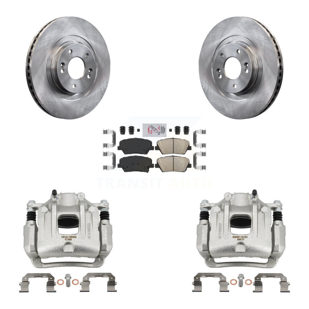 Front Disc Brake Caliper Rotors & Ceramic Pad Kit For Hyundai Santa Fe Sport Kia Sorento KC8-100302N