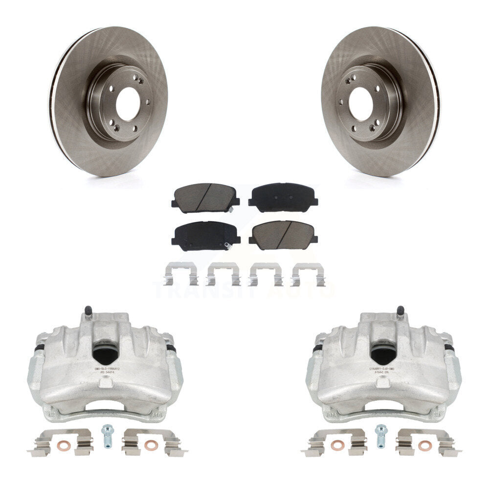 Front Disc Brake Caliper Rotors And Ceramic Pads Kit For Hyundai Genesis Coupe With Single Piston Calipers KC8-100303C by Transit Auto