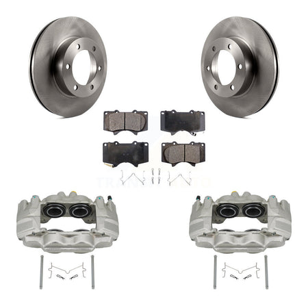 Front Brake Caliper Rotors & Semi-Metallic Pad Kit For Toyota Tundra With Casting # 13WG KC8-100303P