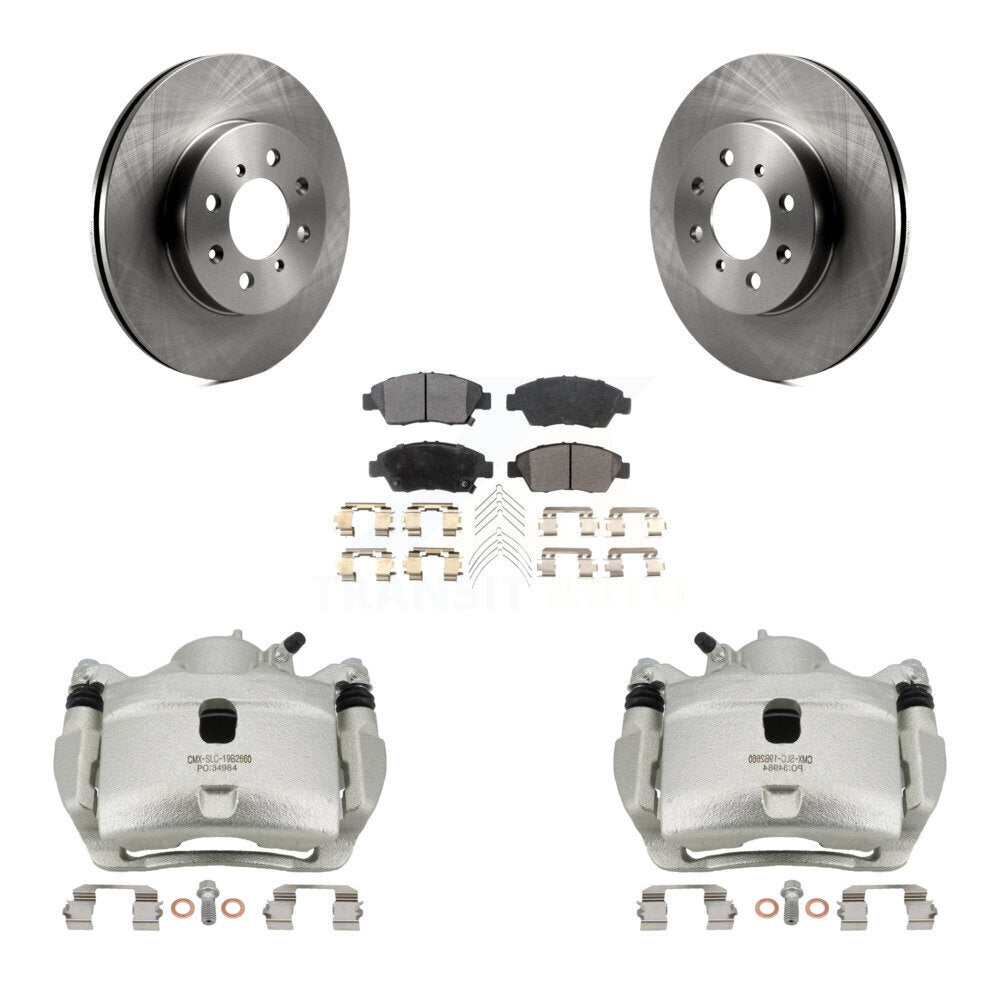 Front Disc Brake Caliper Rotors And Semi-Metallic Pad Kit For 2014 Honda Fit LX Sport DX KC8-100306P