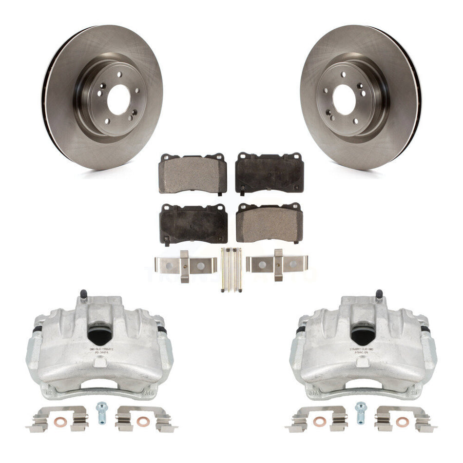 Front Disc Brake Caliper Rotors And Semi-Metallic Pads Kit For Hyundai Genesis Coupe With Single Piston Calipers KC8-100308P by Transit Auto