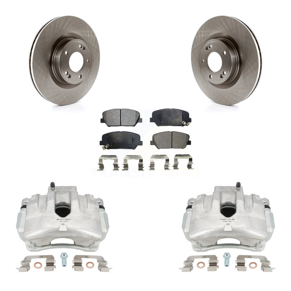 Front Disc Brake Caliper Rotors And Semi-Metallic Pads Kit For Hyundai Genesis Coupe With Single Piston Calipers KC8-100309P by Transit Auto