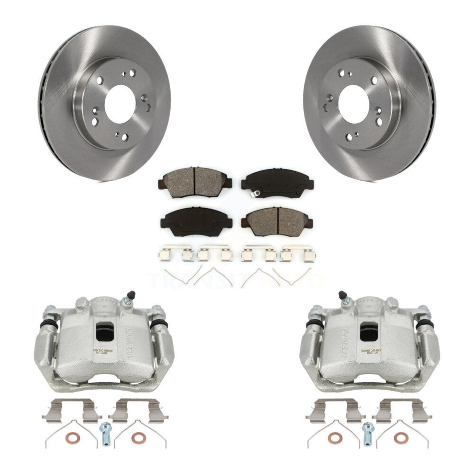 Front Disc Brake Caliper Rotors And Semi-Metallic Pads Kit For 2011-2015 Honda CR-Z KC8-100312S by Transit Auto