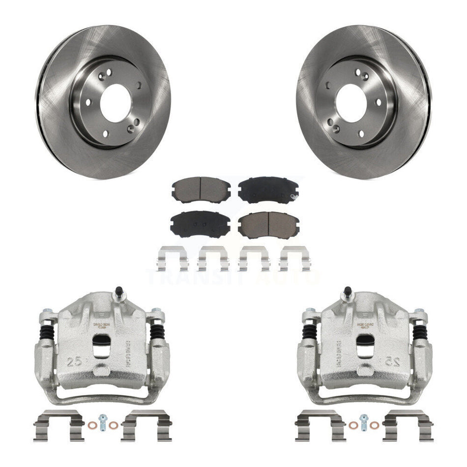 Front Disc Brake Caliper Rotors And Ceramic Pads Kit For 2012-2013 Kia Soul KC8-100318C