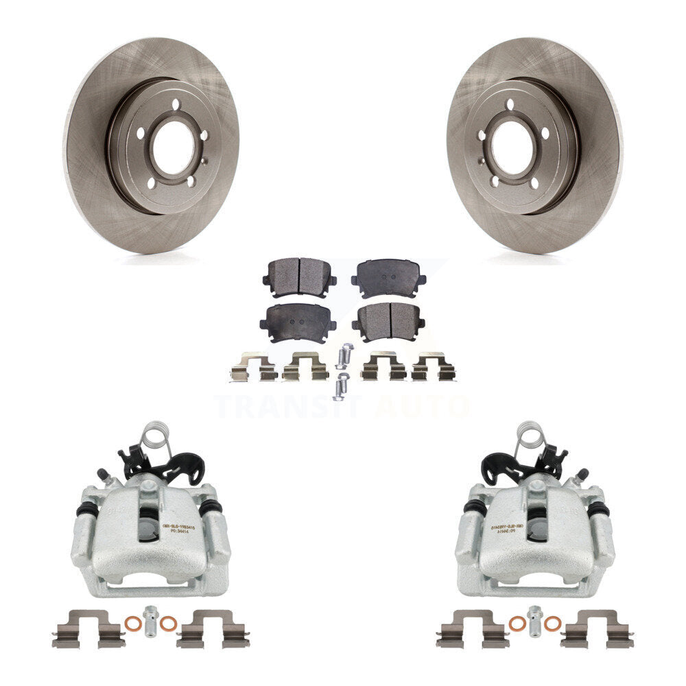 Rear Disc Brake Caliper Rotors And Ceramic Pads Kit For Audi A4 Quattro KC8-100318T by Transit Auto