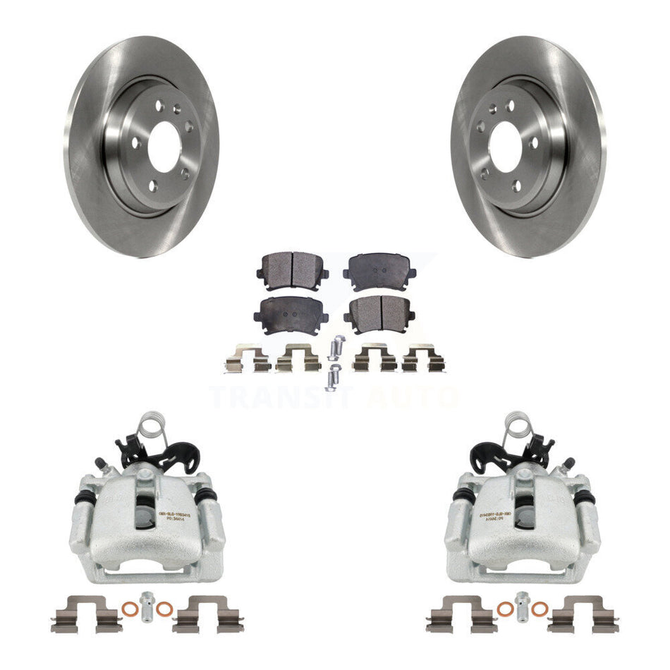 Rear Disc Brake Caliper Rotors And Ceramic Pads Kit For 2009 Audi A4 Quattro Convertible With 300mm Diameter Rotor KC8-100321T by Transit Auto