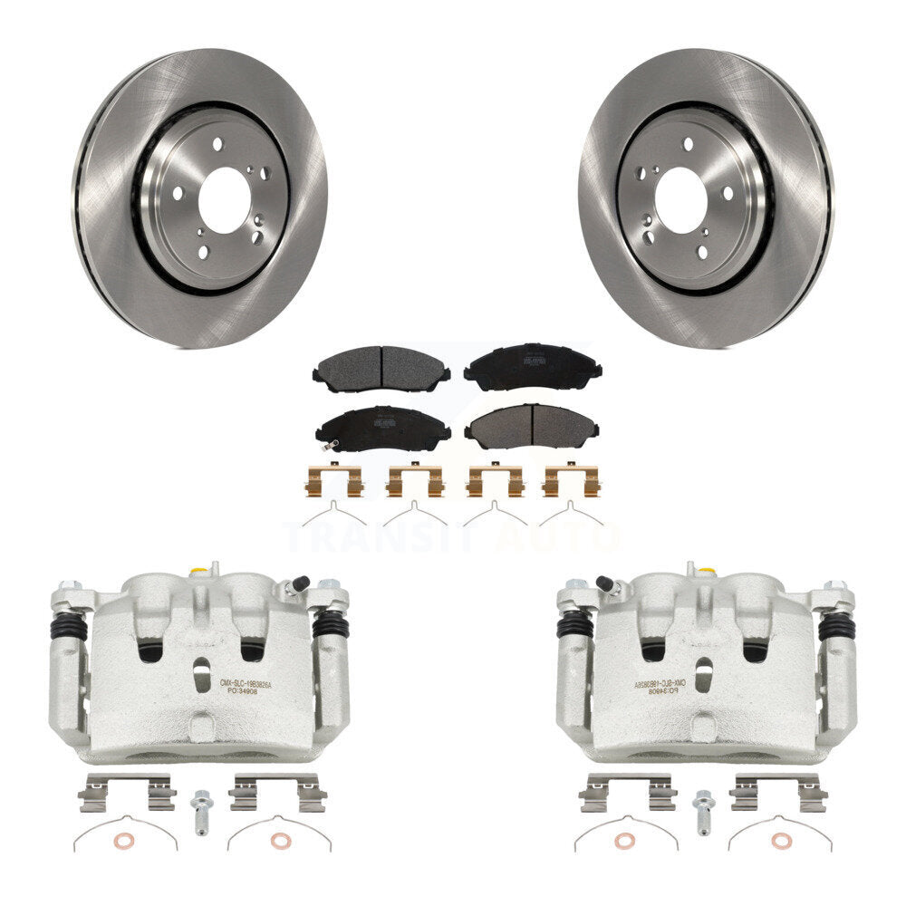 Front Disc Brake Caliper Rotor Semi-Metallic Pad Kit For Honda Pilot Ridgeline Acura MDX KC8-100322P