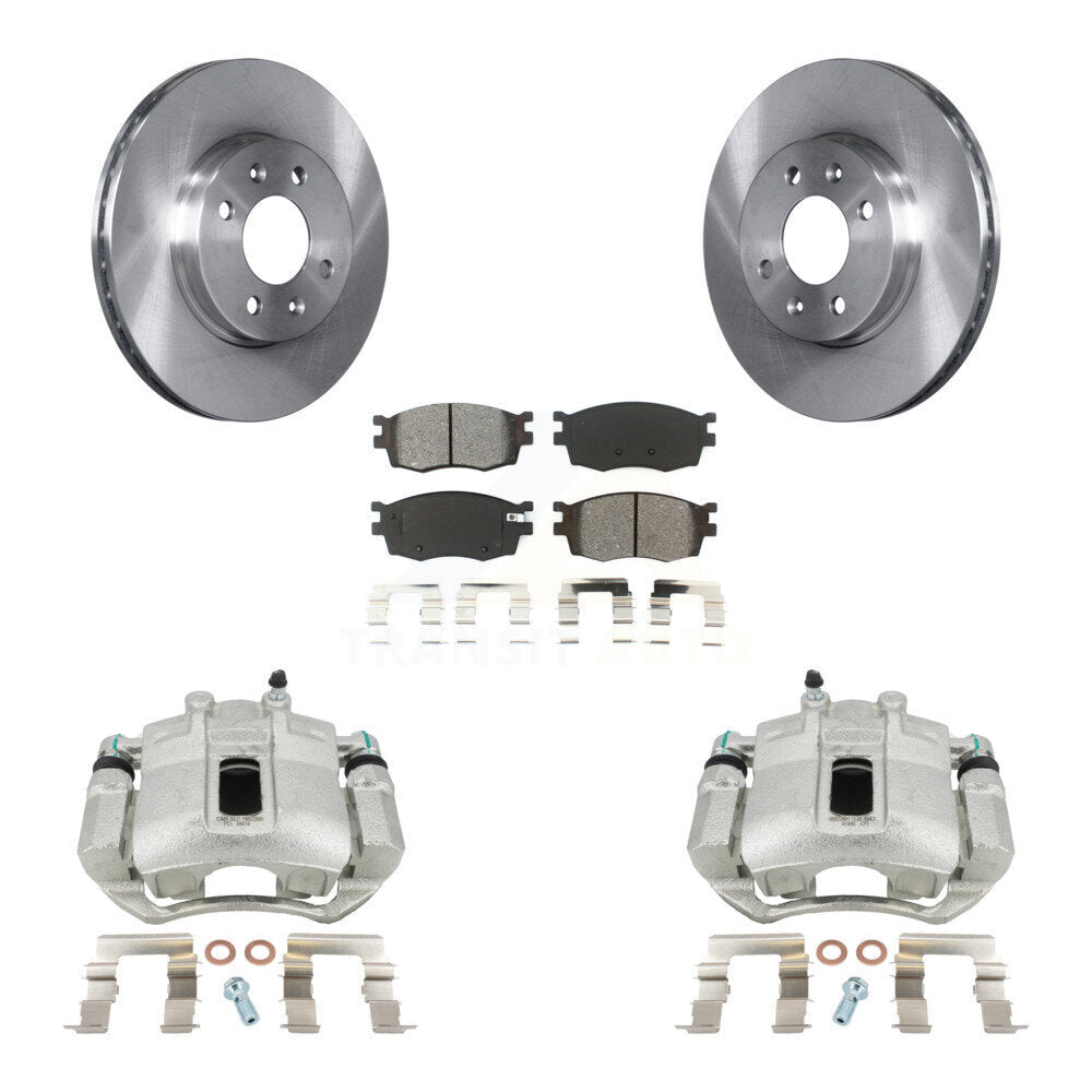 Front Disc Brake Caliper Rotors And Semi-Metallic Pads Kit For Hyundai Accent Kia Rio Rio5 KC8-100323S by Transit Auto