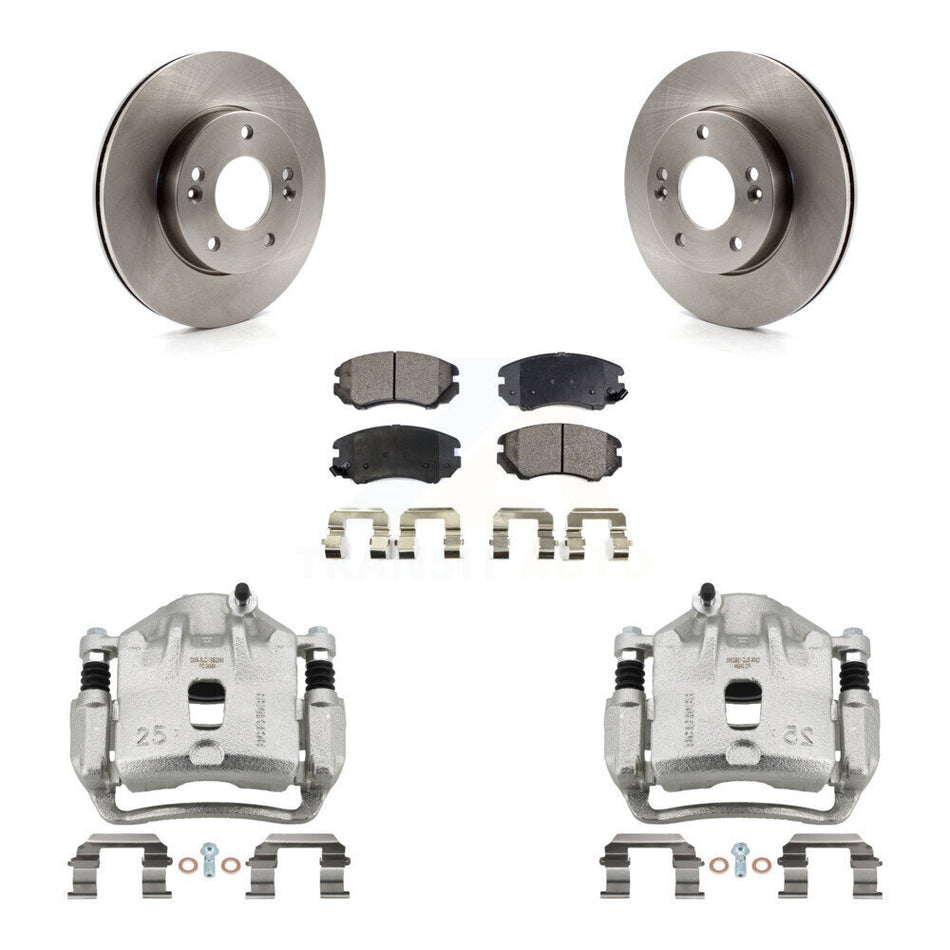 Front Disc Brake Caliper Rotors And Semi-Metallic Pads Kit For 2010-2011 Kia Soul 1.6L KC8-100324P