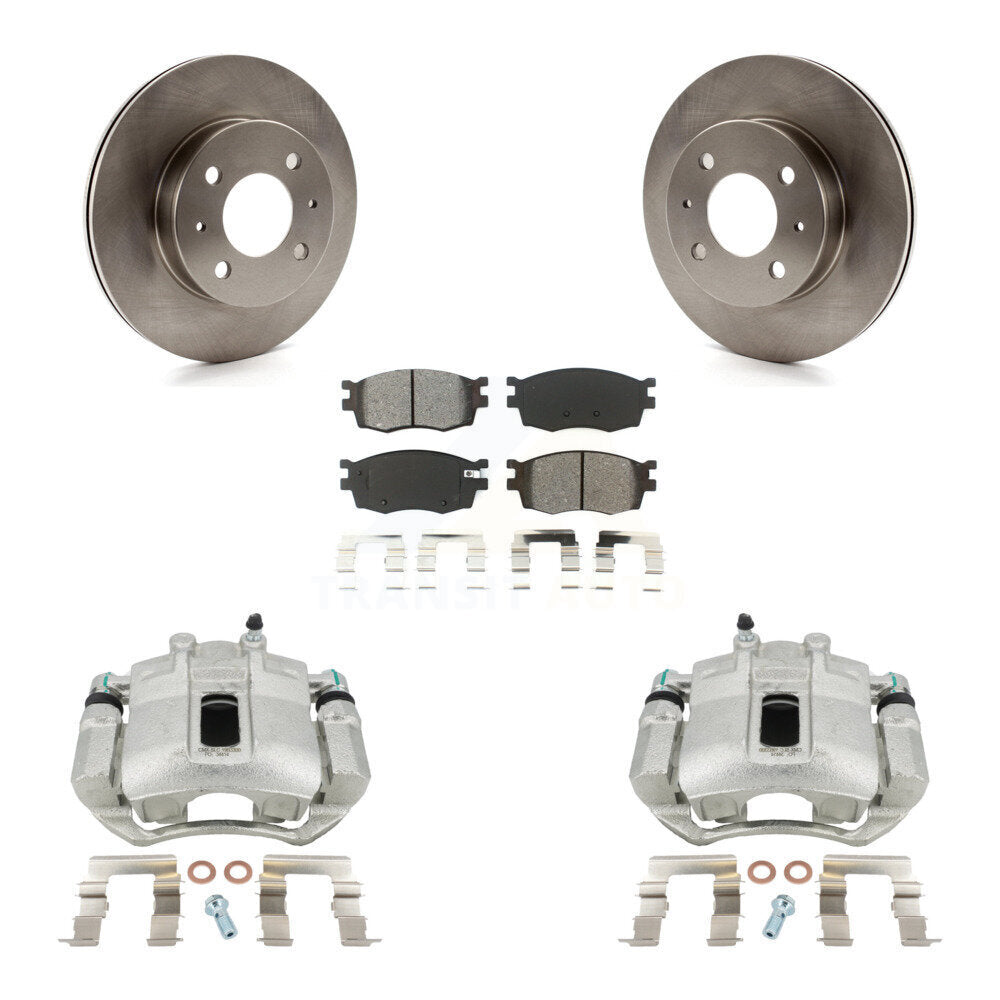 Front Disc Brake Caliper Rotors And Semi-Metallic Pads Kit For 2006 Hyundai Accent Hatchback KC8-100324S by Transit Auto