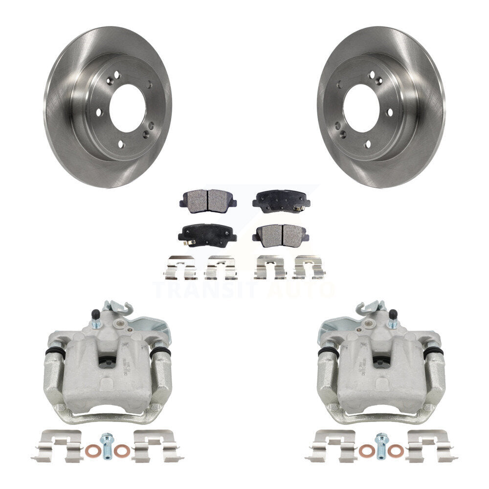 Rear Disc Brake Caliper Rotors And Ceramic Pads Kit For 2014-2016 Kia Soul KC8-100324T
