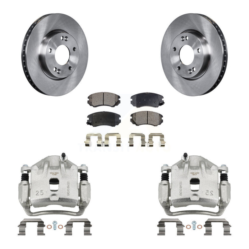 Front Disc Brake Caliper Rotors And Semi-Metallic Pads Kit For 2010-2011 Kia Soul 2.0L KC8-100325P