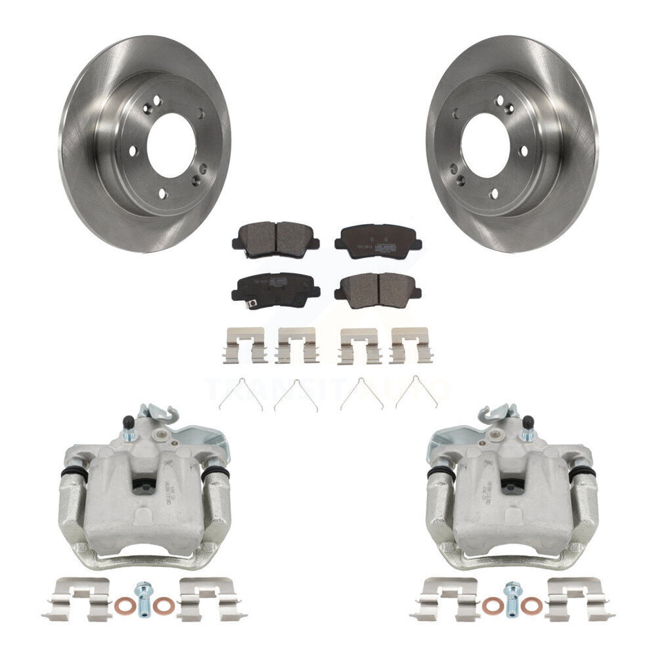 Rear Disc Brake Caliper Rotors And Ceramic Pads Kit For 2017-2018 Kia Soul KC8-100325T