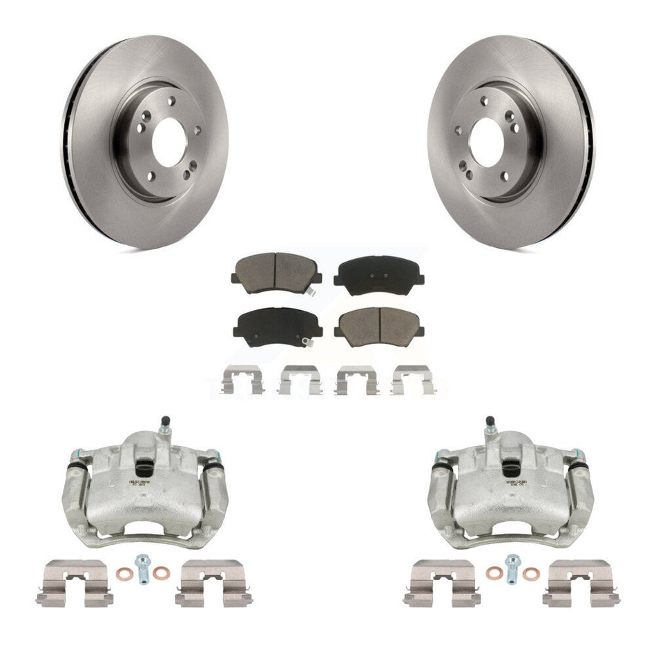 Front Brake Caliper Rotors Ceramic Pad Kit For Kia Forte With 300mm Diameter Rotor KC8-100328C