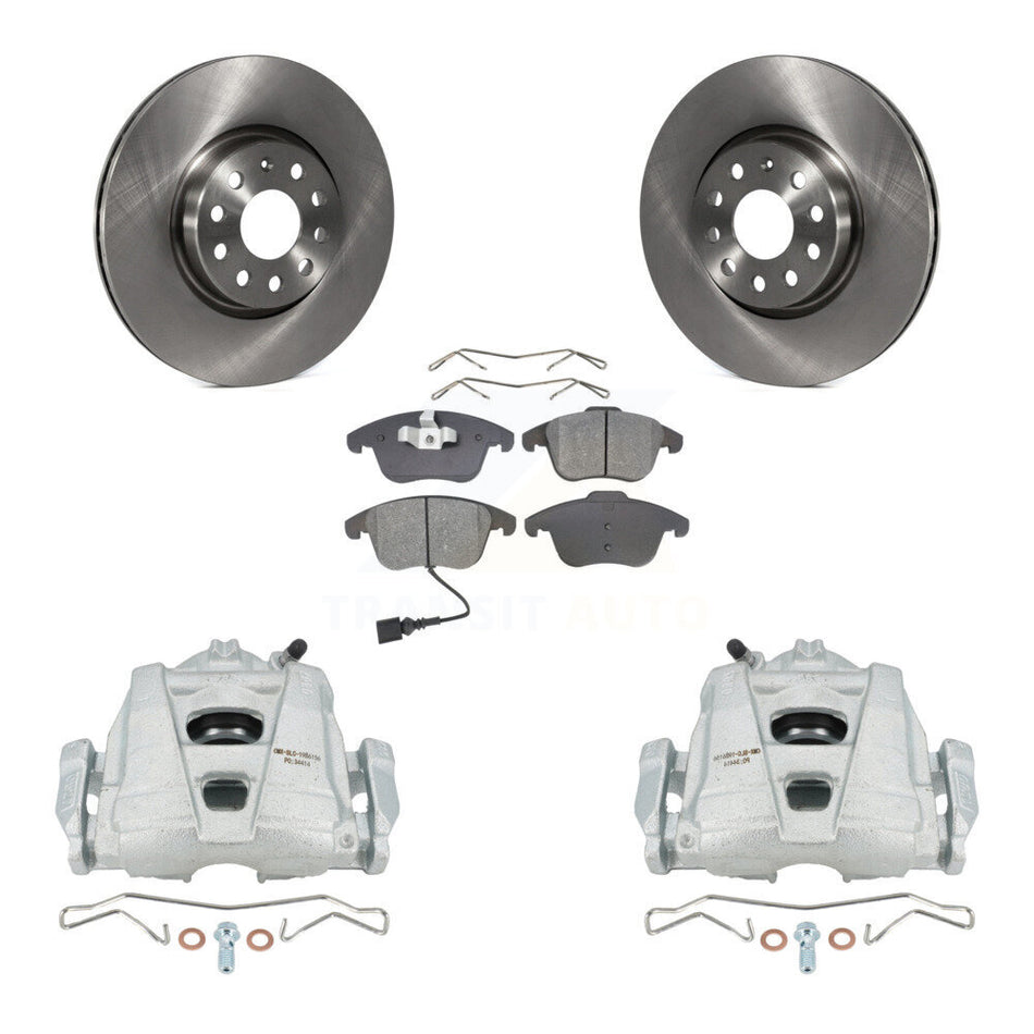 Front Disc Brake Caliper Rotors And Semi-Metallic Pads Kit For Volkswagen Passat Tiguan Audi Q3 Quattro Limited KC8-100330S by Transit Auto