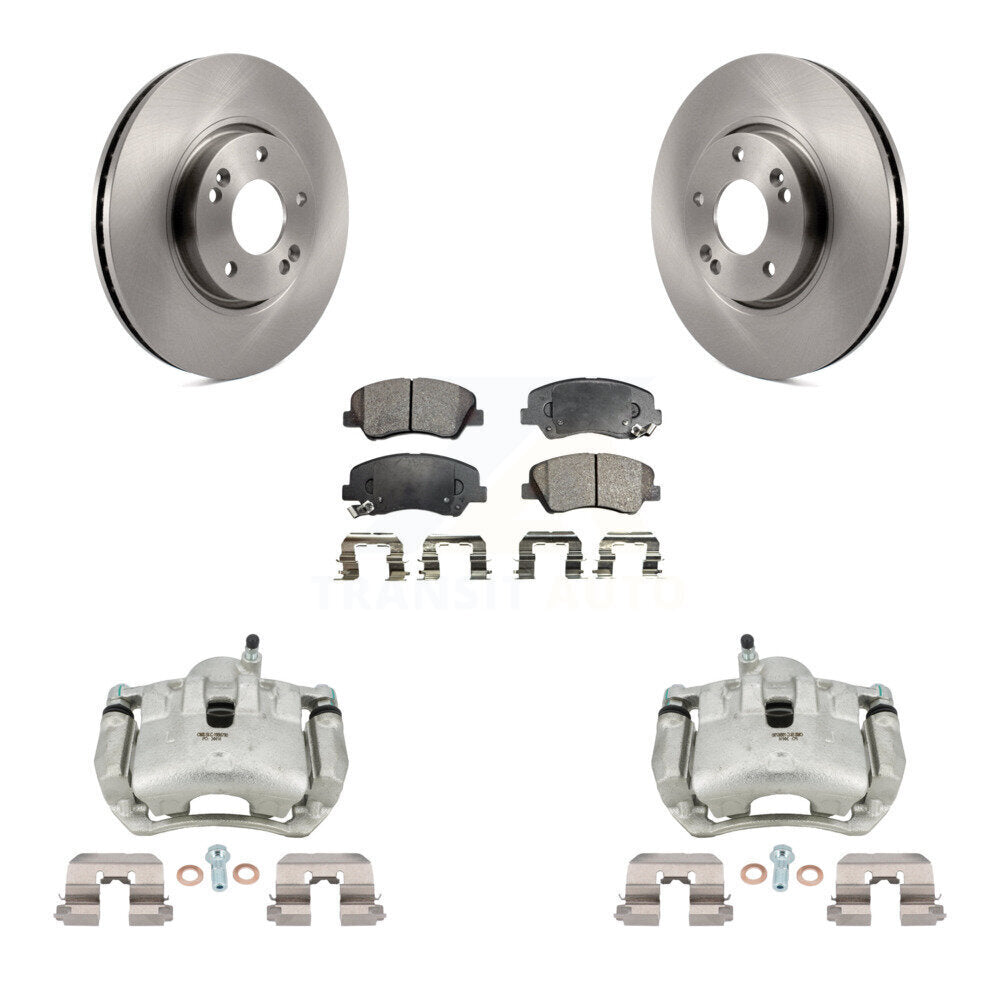 Front Disc Brake Caliper Rotors And Semi-Metallic Pads Kit For Kia Forte KC8-100332P
