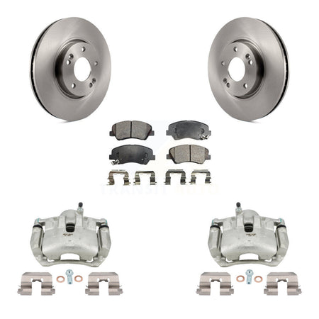 Front Disc Brake Caliper Rotors And Semi-Metallic Pads Kit For Kia Forte KC8-100332P