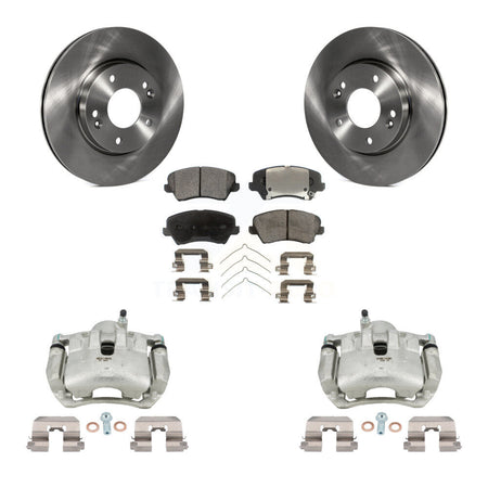 Front Brake Caliper Rotors Semi-Metallic Pad Kit For Kia Forte Hyundai Elantra GT Forte5 KC8-100333P