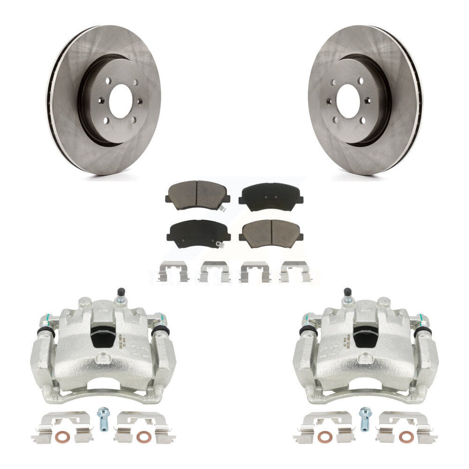 Front Disc Brake Caliper Rotors And Ceramic Pads Kit For Kia Rio KC8-100336C