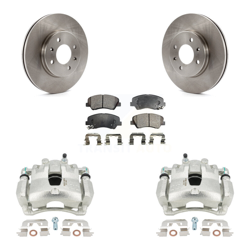 Front Disc Brake Caliper Rotors And Semi-Metallic Pads Kit For Hyundai Accent Kia Rio KC8-100339P by Transit Auto