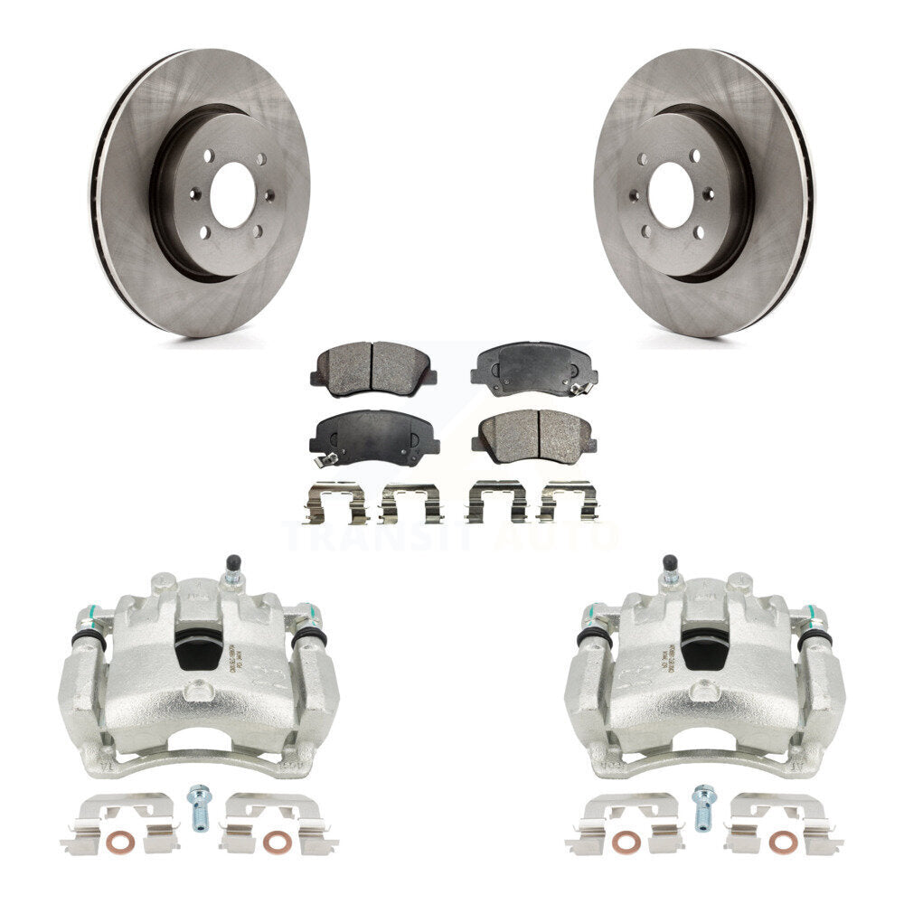 Front Disc Brake Caliper Rotors And Semi-Metallic Pads Kit For Kia Rio KC8-100340P by Transit Auto