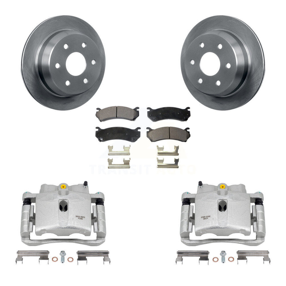 Rear Disc Brake Caliper Rotors And Ceramic Pads Kit For 2003 Chevrolet Silverado 2500 HD Suburban GMC Sierra KC8-100343T