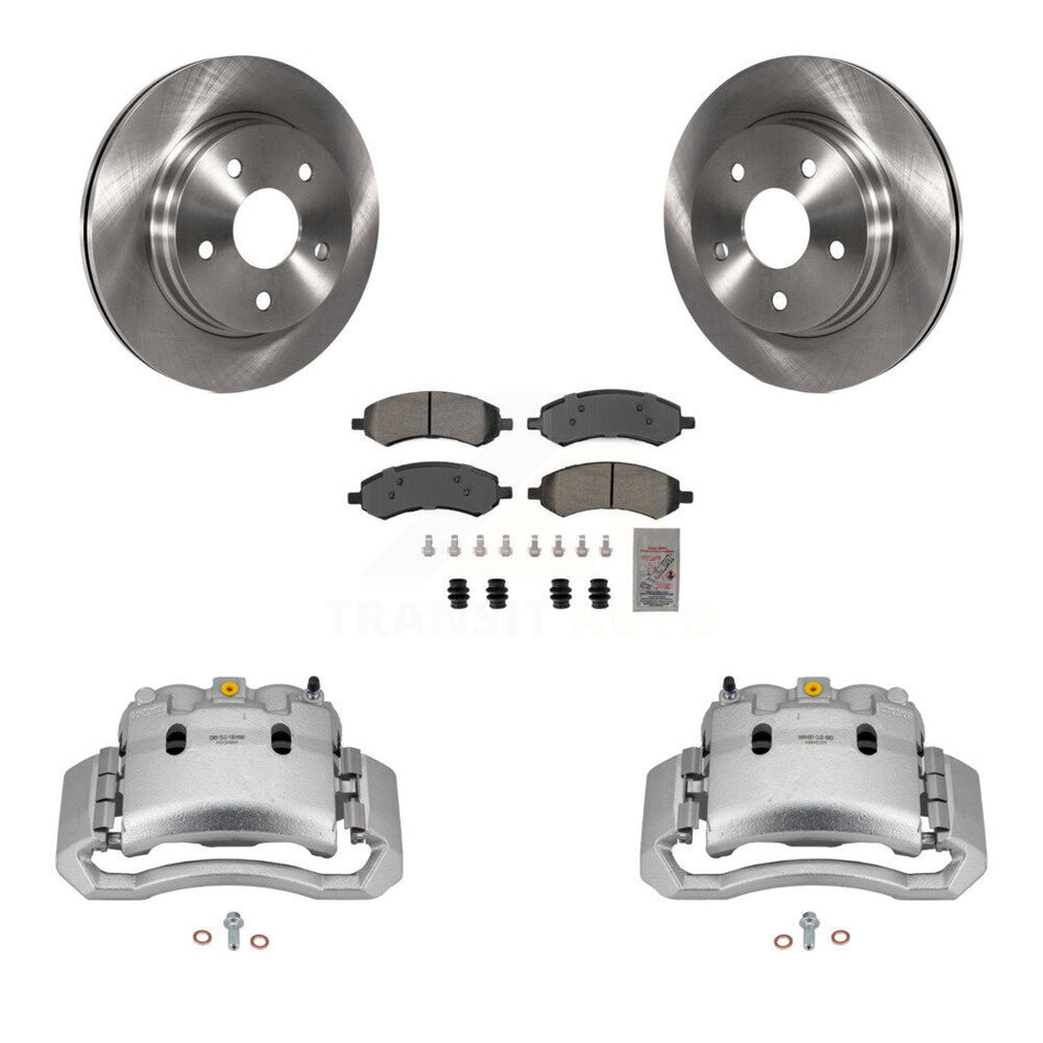 Front Brake Caliper Rotors Semi-Metallic Pad Kit For 06 Dodge Ram 1500 With 5 Lug Wheels KC8-100345N