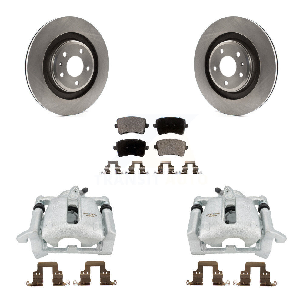 Rear Disc Brake Caliper Rotors And Ceramic Pads Kit For 2011 Audi A4 Quattro With 330mm Diameter Rotor KC8-100345T by Transit Auto