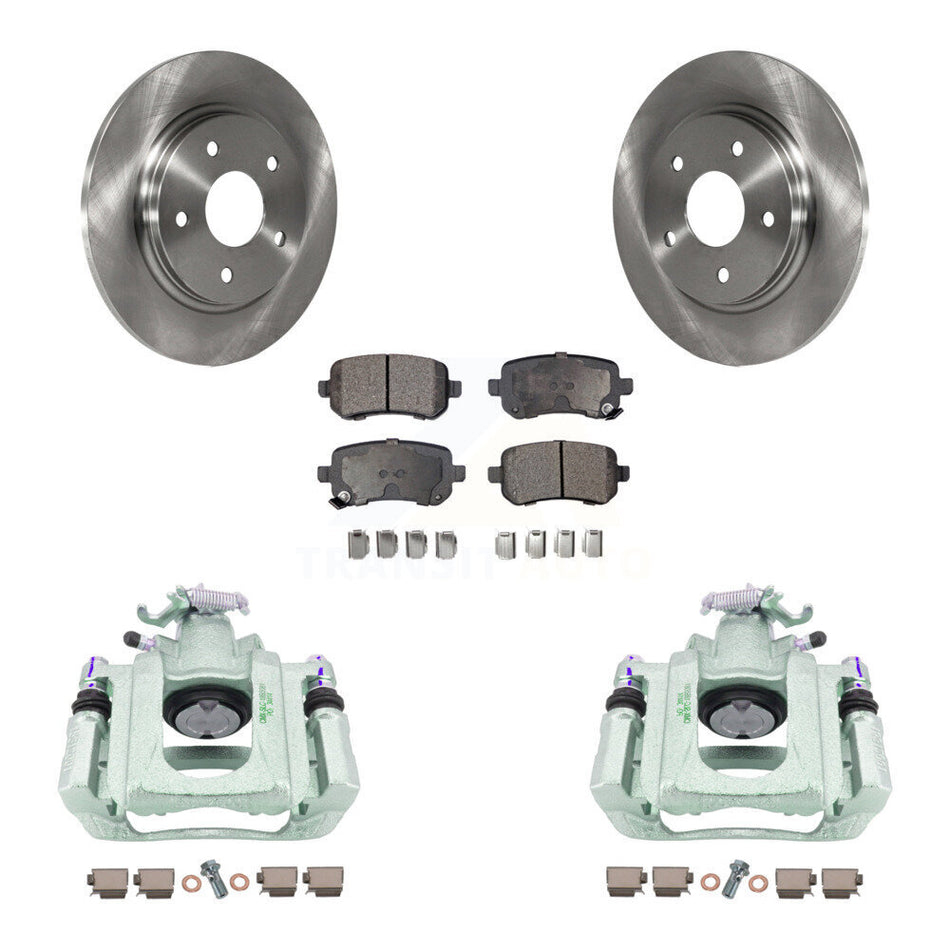 Rear Disc Brake Caliper Rotors And Ceramic Pads Kit For Chrysler Town & Country Dodge Grand Caravan Volkswagen Routan Ram C/V KC8-100346T by Transit Auto