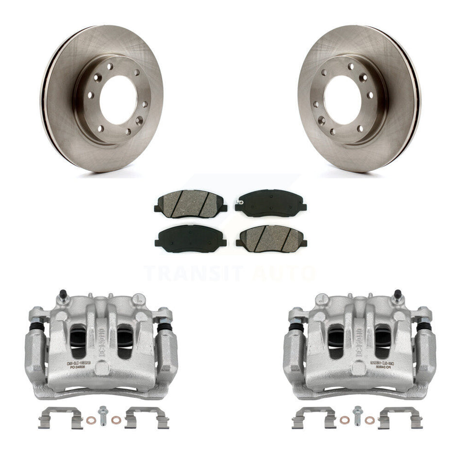 Front Disc Brake Caliper Rotors & Semi-Metallic Pad Kit For Kia Sedona Hyundai Entourage KC8-100347S