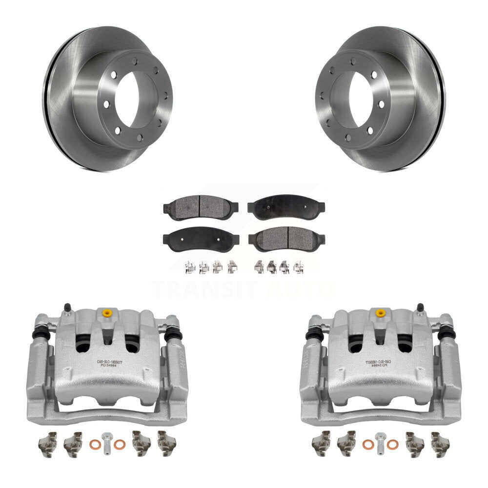 Rear Disc Brake Caliper Rotors And Ceramic Pads Kit For Ford F-250 Super Duty F-350 KC8-100350T