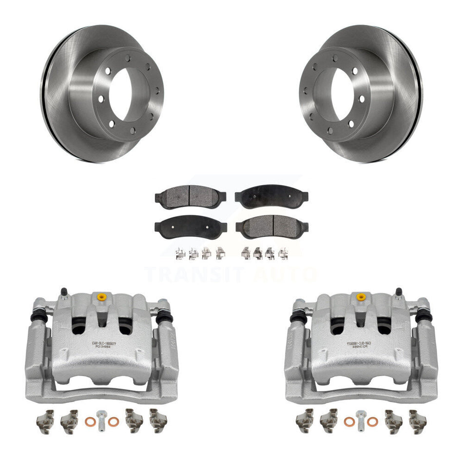 Rear Disc Brake Caliper Rotors And Ceramic Pads Kit For Ford F-250 Super Duty F-350 KC8-100350T
