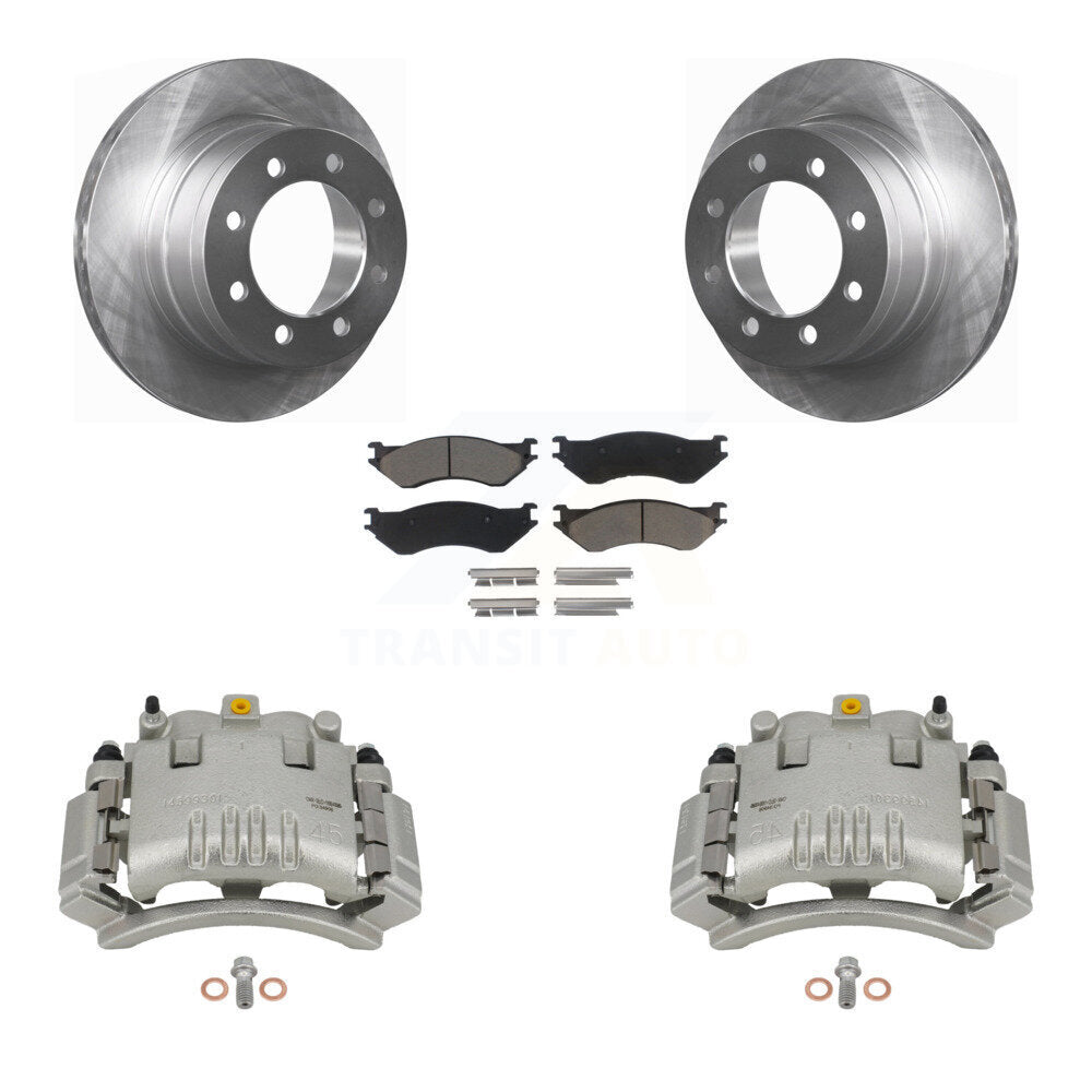 Rear Disc Brake Caliper Rotors And Ceramic Pads Kit For Dodge Ram 3500 2500 1500 KC8-100359C