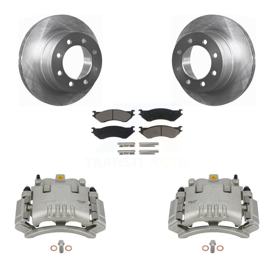 Rear Disc Brake Caliper Rotors And Ceramic Pads Kit For Dodge Ram 3500 2500 1500 KC8-100359C