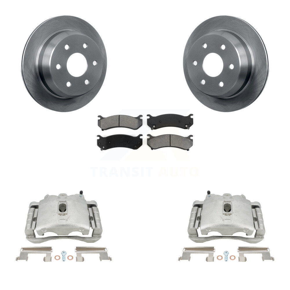 Rear Disc Brake Caliper Rotors And Semi-Metallic Pads Kit For 2003 Chevrolet Silverado 2500 HD Suburban GMC Sierra KC8-100359S by Transit Auto