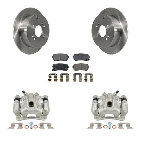 Rear Disc Brake Caliper Rotors And Ceramic Pads Kit For 2006-2007 Hyundai Accent Kia Rio Rio5 KC8-100360T by Transit Auto