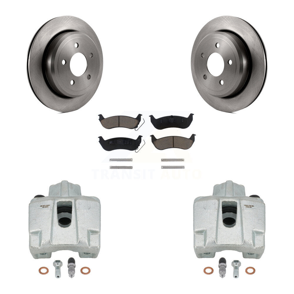 Rear Disc Brake Caliper Rotors And Ceramic Pads Kit For Ford Crown Victoria Mercury Grand Marquis Marauder KC8-100363C by Transit Auto