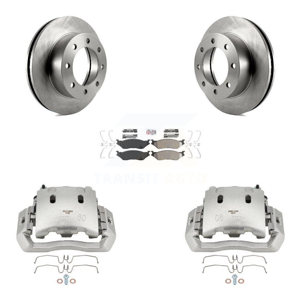 Front Disc Brake Caliper Rotors And Semi-Metallic Pads Kit For Ford F-450 Super Duty KC8-100363N