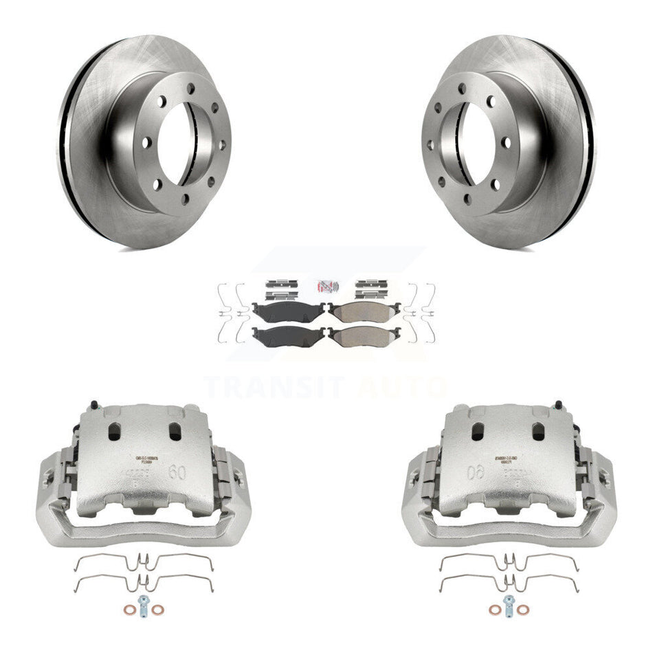 Front Disc Brake Caliper Rotors And Semi-Metallic Pads Kit For Ford F-450 Super Duty KC8-100363N