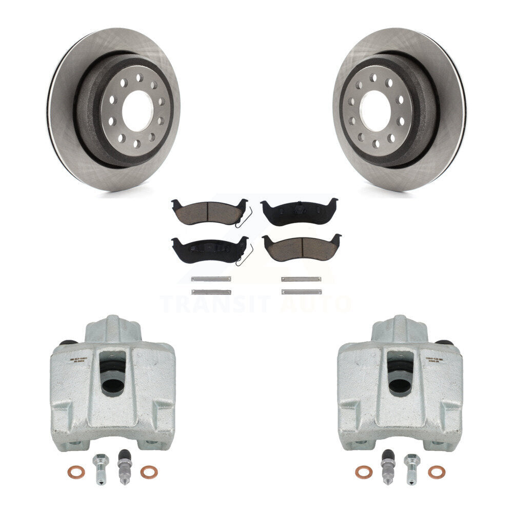 Rear Disc Brake Caliper Rotors And Ceramic Pads Kit For 2003-2011 Lincoln Town Car Sedan KC8-100364C by Transit Auto