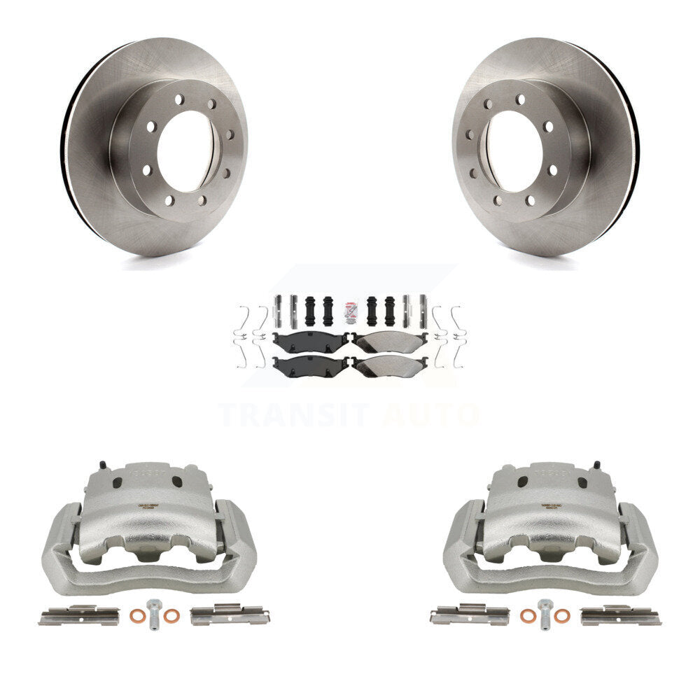 Front Disc Brake Caliper Rotor Semi-Metallic Pad Kit For Ford E-550 Super Duty Econoline KC8-100365N