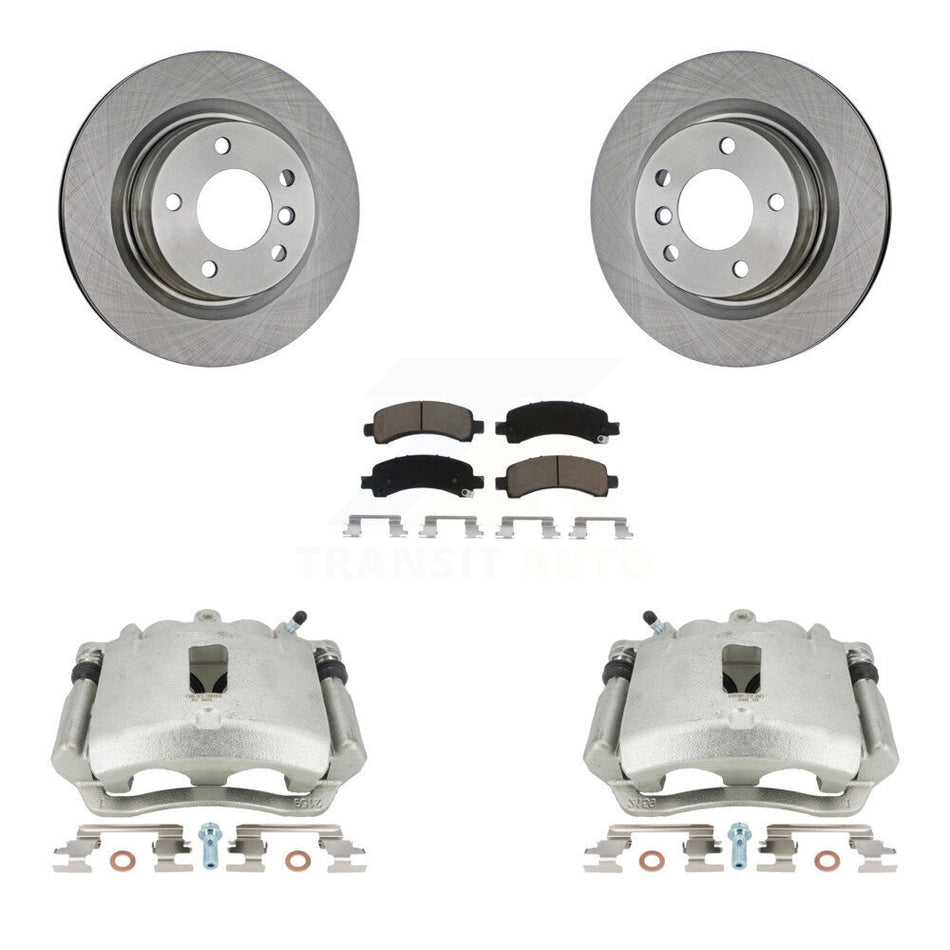 Rear Disc Brake Caliper Rotors And Ceramic Pads Kit For Chevrolet Express 3500 2500 GMC Savana KC8-100366C by Transit Auto