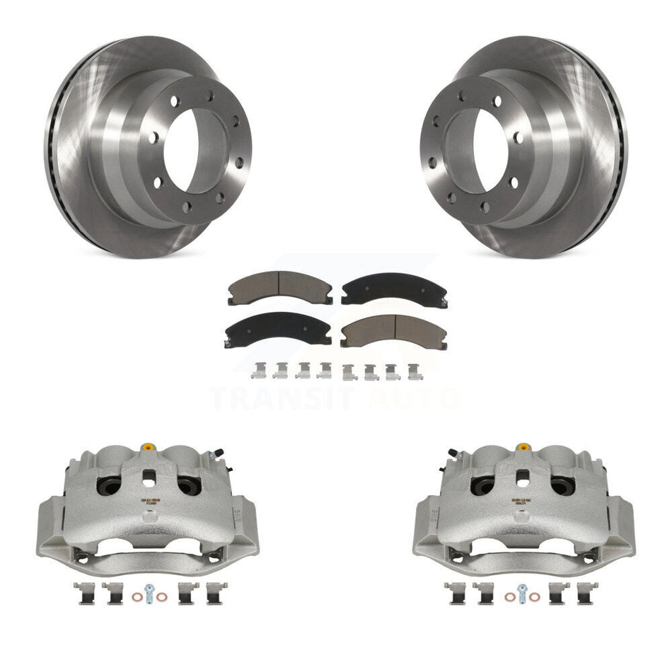 Rear Disc Brake Caliper Rotor Ceramic Pad Kit For GMC Savana 3500 Chevrolet Express 4500 KC8-100367C