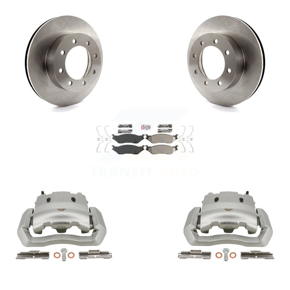 Front Disc Brake Caliper Rotor Semi-Metallic Pad Kit For Ford E-550 Super Duty Econoline KC8-100367N