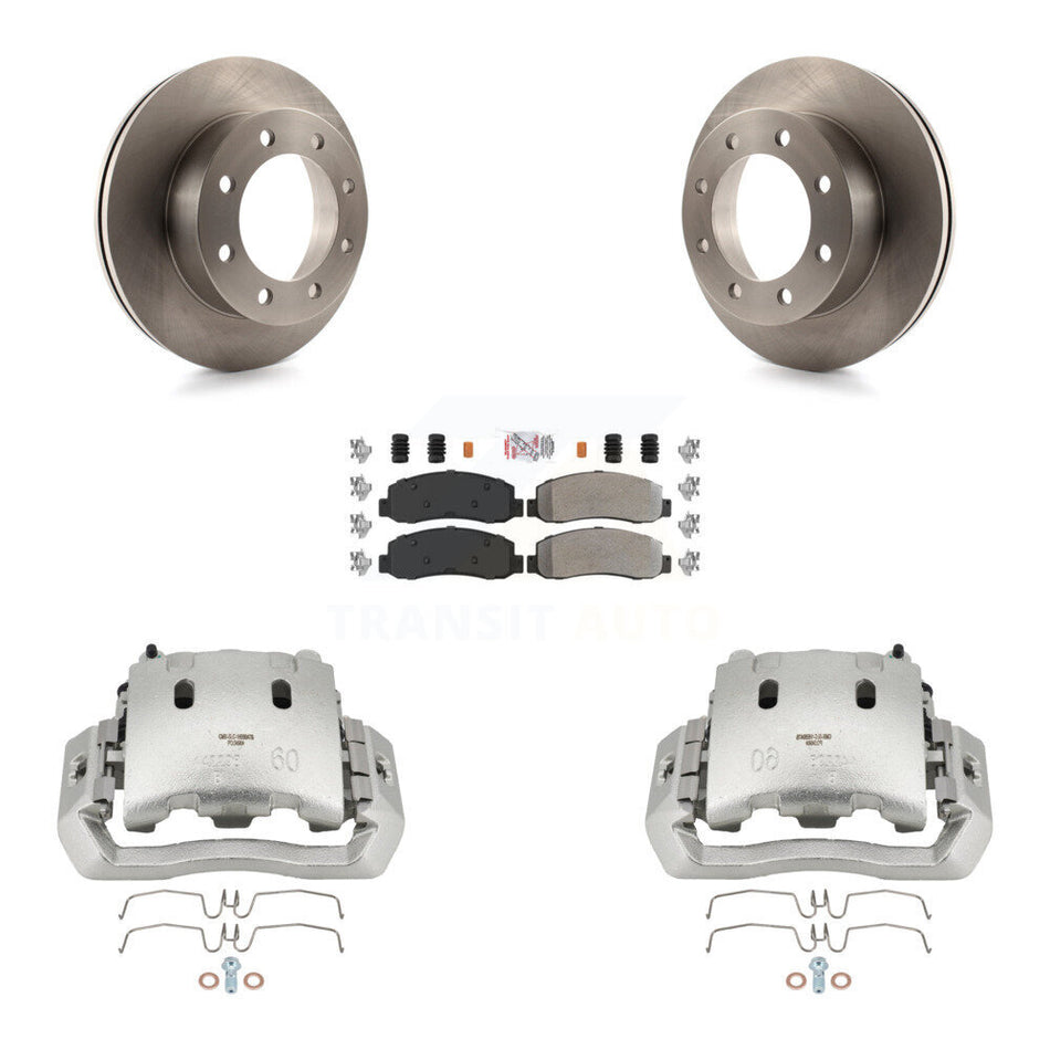 Front Disc Brake Caliper Rotors And Semi-Metallic Pads Kit For Ford F-450 Super Duty KC8-100369N