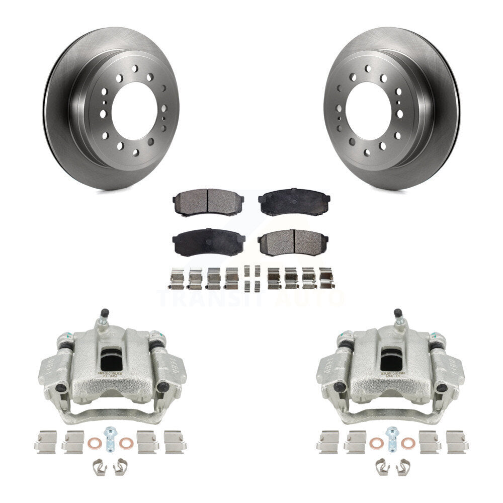 Rear Disc Brake Caliper Rotors And Semi-Metallic Pads Kit For Toyota Sequoia Lexus GX470 KC8-100372P by Transit Auto